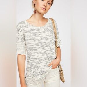 Free People Beach Ocean Front Pullover Top Sweatshirt Oversized Cozy Distressed